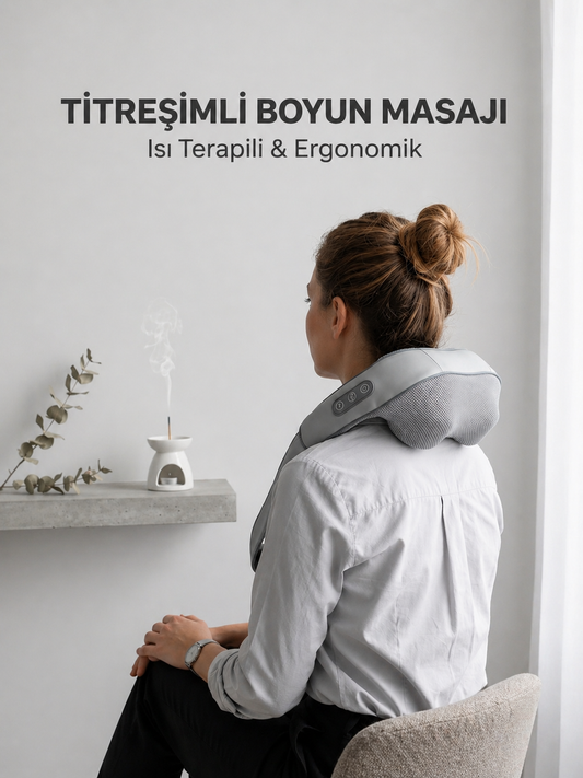 Titreşimli Boyun Masaj Cihazı Isı Terapili Şarjlı VNB-01 Ergonomik U Tasarım