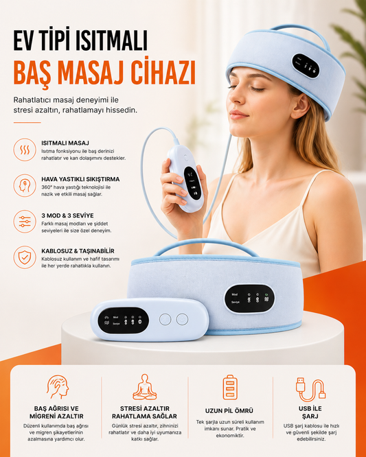 Evde Spa Etkisi Sunan Isıtmalı Baş Masaj Cihazı