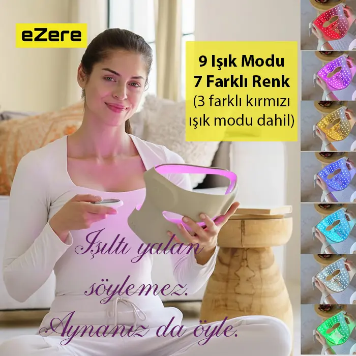 EZERE Yüz İçin Şarjlı 9 Modlu Kızılötesi & Kırmızı Işık Terapisi Maskesi – 480 Boncuklu LED Cilt Bakım Masajı Ev Tipi Işık Terapisi-1852
