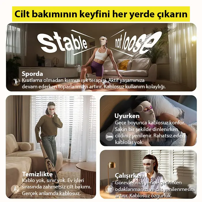 EZERE Yüz İçin Şarjlı 9 Modlu Kızılötesi & Kırmızı Işık Terapisi Maskesi – 480 Boncuklu LED Cilt Bakım Masajı Ev Tipi Işık Terapisi-1852